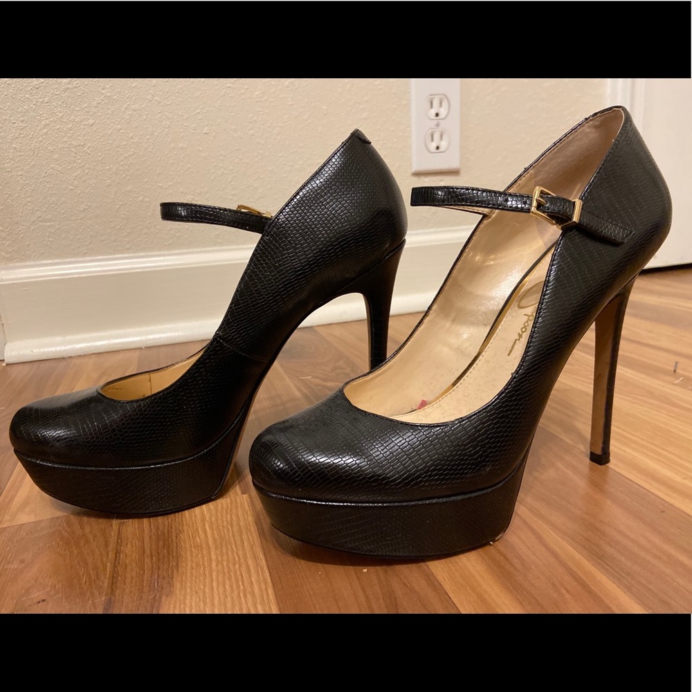 Jessica Simpson black platform heels